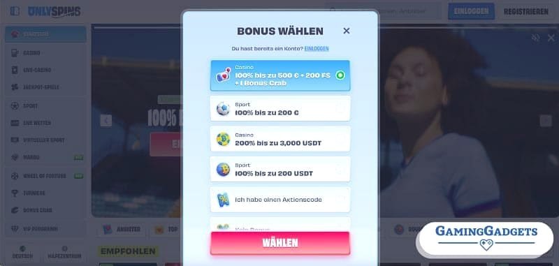 Only Spins Anmeldung und erste Eindrücke – Erste Eindrücke: Spielkatalog und Navigation